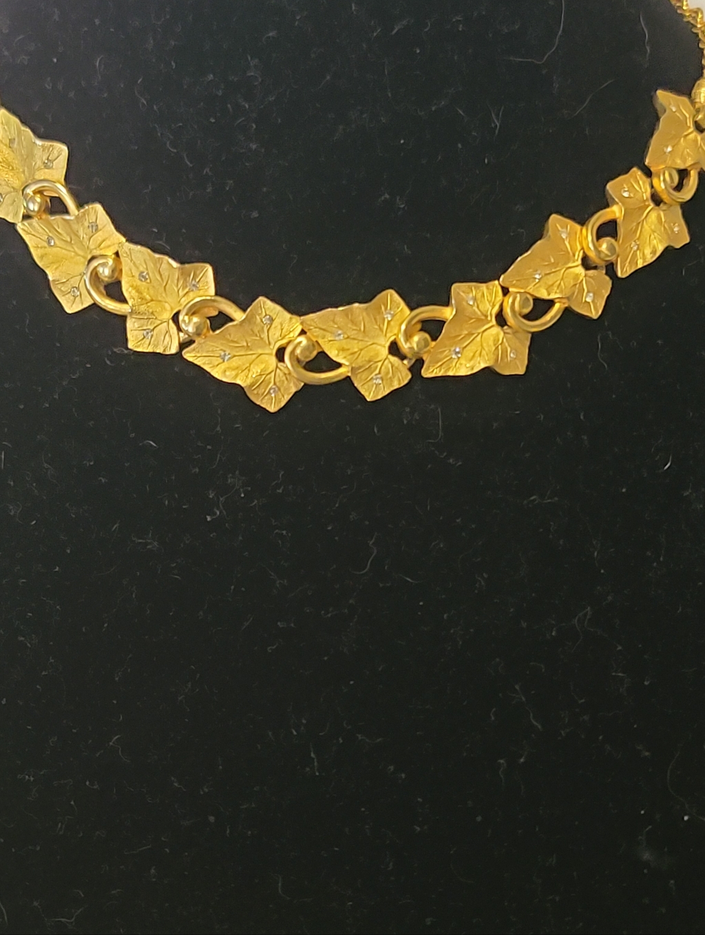 Ultra-Rare Vtg Pennino Gold-Tone Leaf Jewelry Set 1940s-1950s